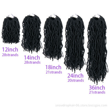 Hot Selling 24"  18"  locs green soft high quality synthetic extensions hair faux lock crochet braid 1b 12 inch
